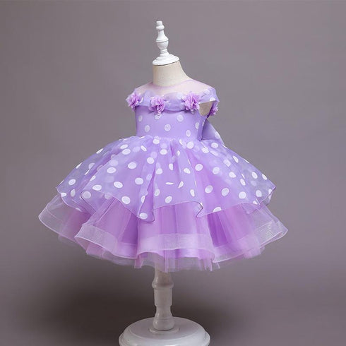 Princess Dress Wave Point Bow Full Dress
